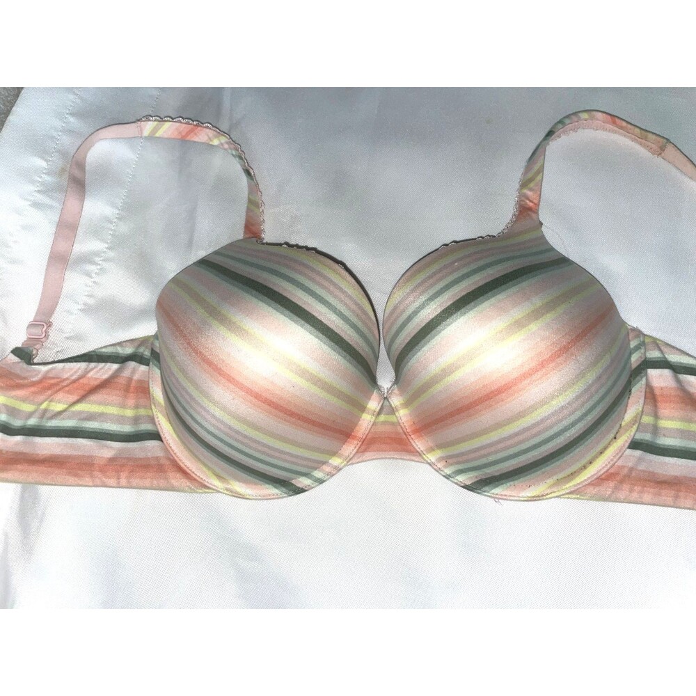 Victoria Secret 32DDD Push Up bra Body By Victoria Perfect Shape Rainbow striped